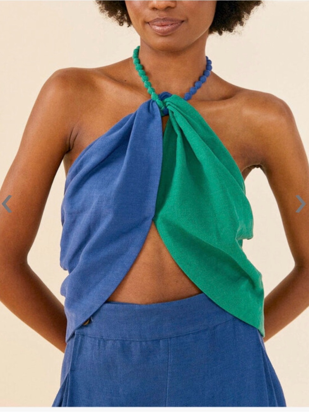 FARM Rio Heliconia Color Block Vacation Halter Crop Top